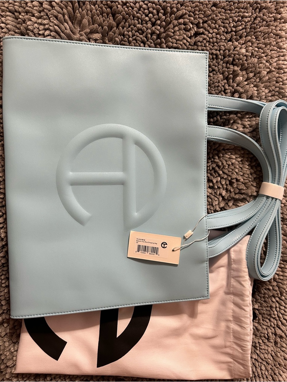 Telfar Pale Blue Shopping Tote with Embossed Logo